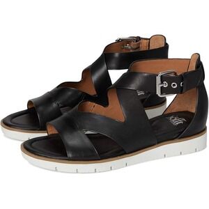 Söfft Mirabelle Black Leather Ankle Strap Sandals Comfort Platform Shoes Sz‎ 8.5